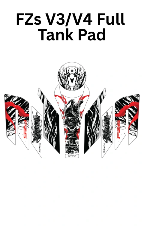 Venom Edition Full Tank Pad with Knee Pad Compatible with FZs v3/v4 | Premium 3D Tank Pad, Pack of 1